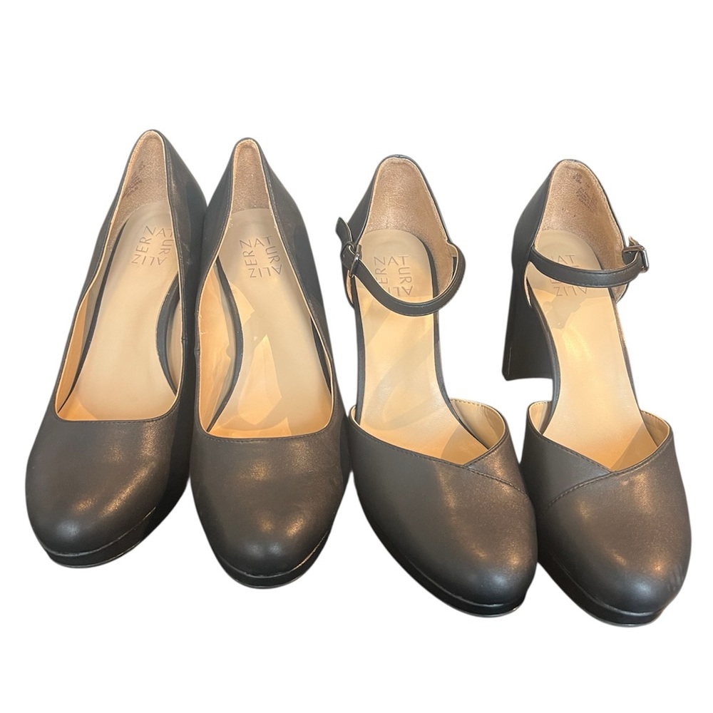 Naturalizer Black Leather Berlin & Bandele Heels
